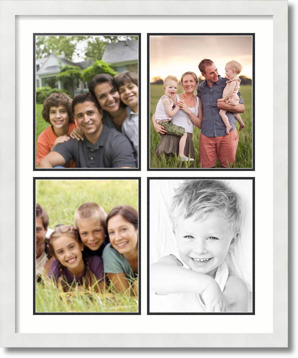 ArtToFrames Collage Mat Picture Photo Frame 4 8.5x11" Openings in White 564