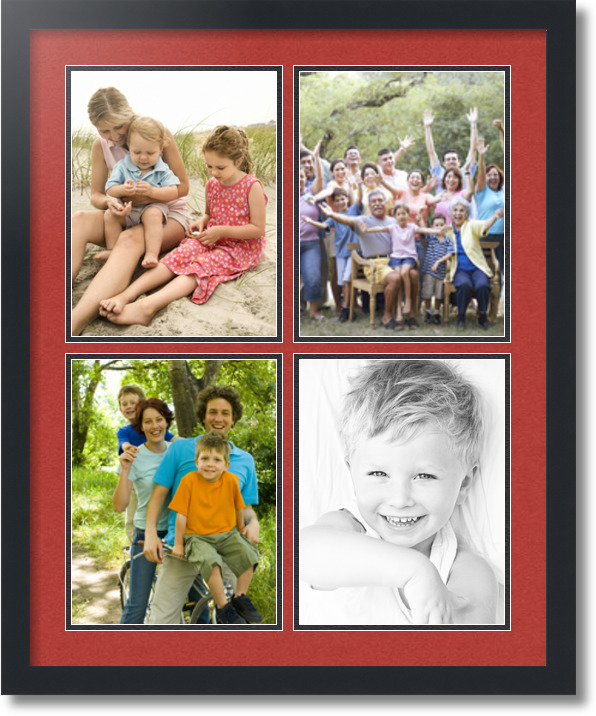 ArtToFrames Collage Mat Picture Photo Frame  4 8.5x11" Openings in Black 564