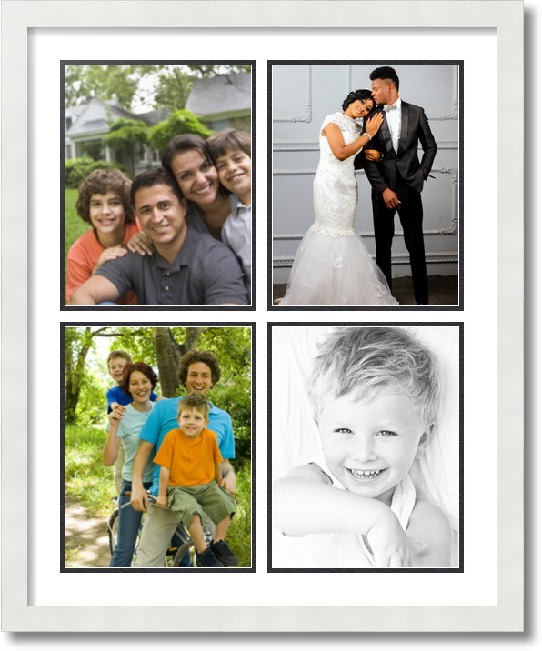 ArtToFrames Collage Mat Picture Photo Frame 4 8.5x11" Openings in White 564