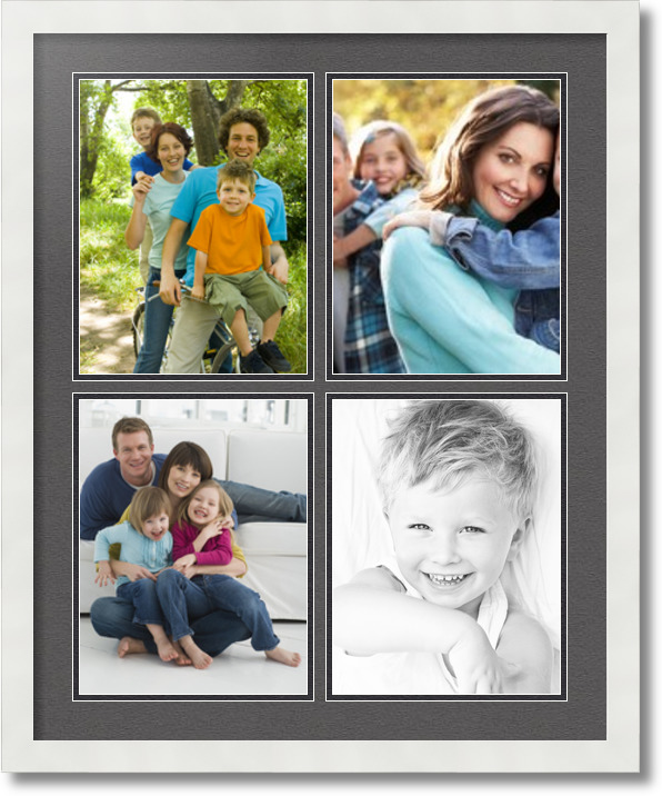 ArtToFrames Collage Mat Picture Photo Frame 4 8.5x11" Openings in White 564