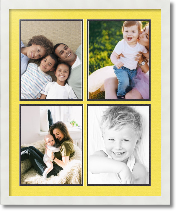 ArtToFrames Collage Mat Picture Photo Frame 4 8.5x11" Openings in White 564