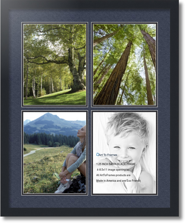 ArtToFrames Collage Photo Frame Double Mat with 4-4x4 Openings with Satin  Black Frame and Chantilly mat.