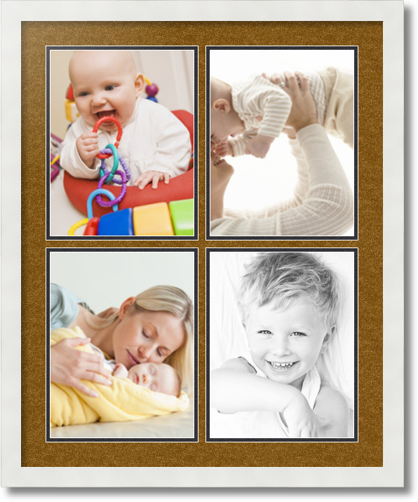 ArtToFrames Collage Mat Picture Photo Frame 4 8.5x11" Openings in White 564