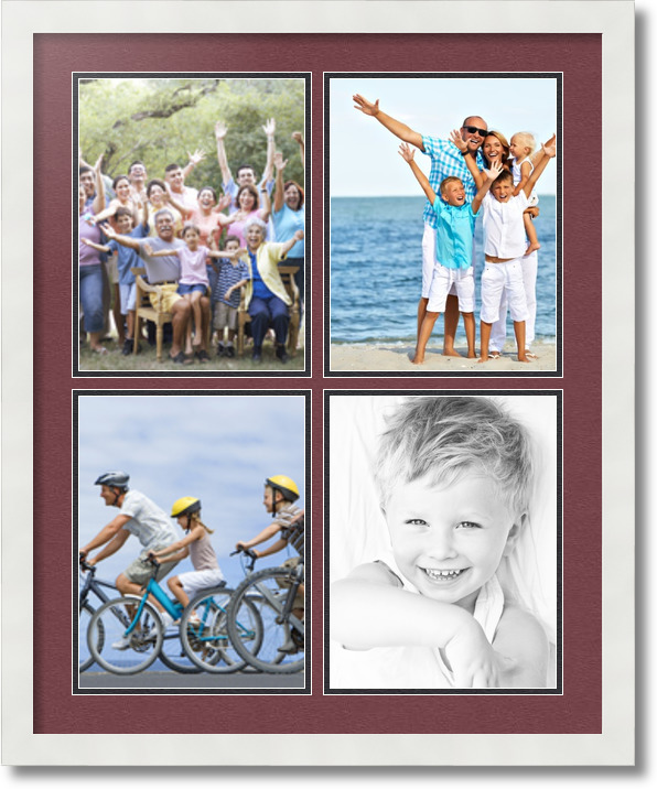 ArtToFrames Collage Mat Picture Photo Frame 4 8.5x11" Openings in White 564