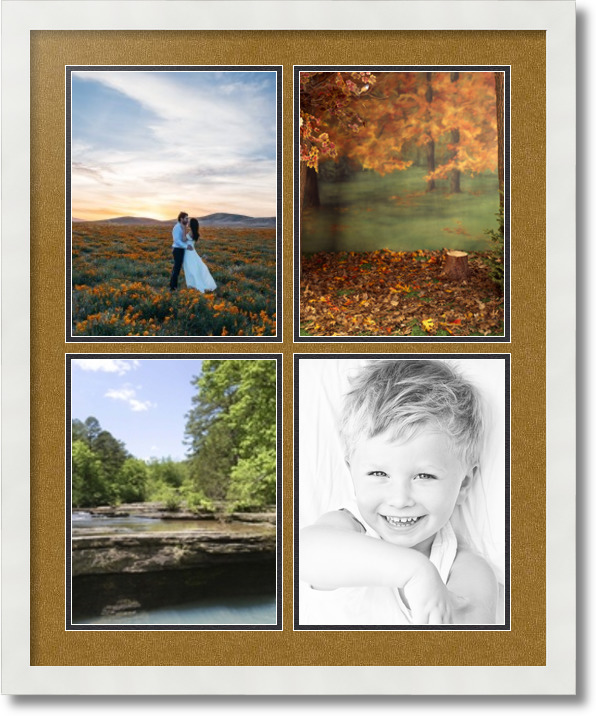 ArtToFrames Collage Mat Picture Photo Frame 4 8.5x11" Openings in White 564