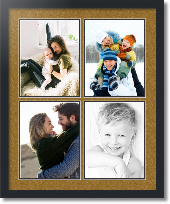 ArtToFrames Collage Mat Picture Photo Frame  4 8.5x11" Openings in Black 564