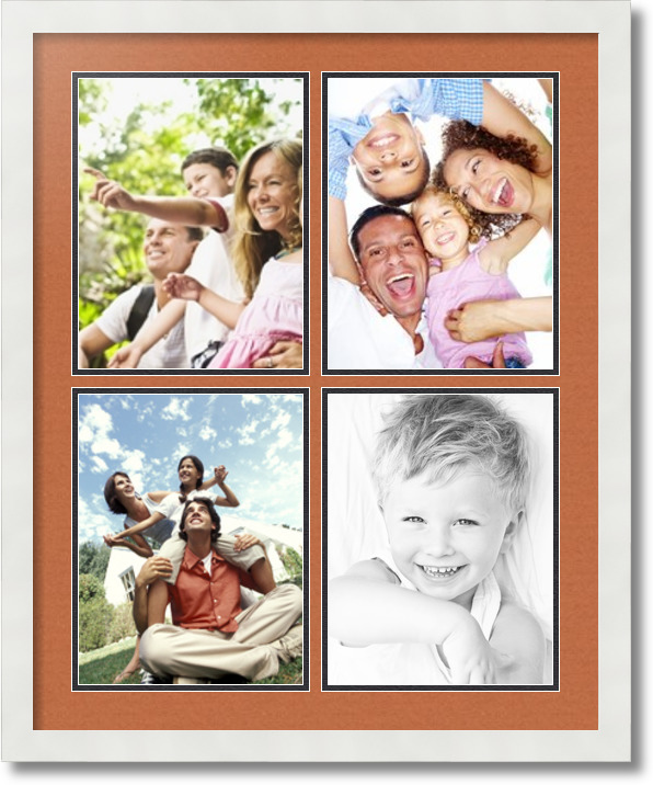 ArtToFrames Collage Mat Picture Photo Frame 4 8.5x11" Openings in White 564