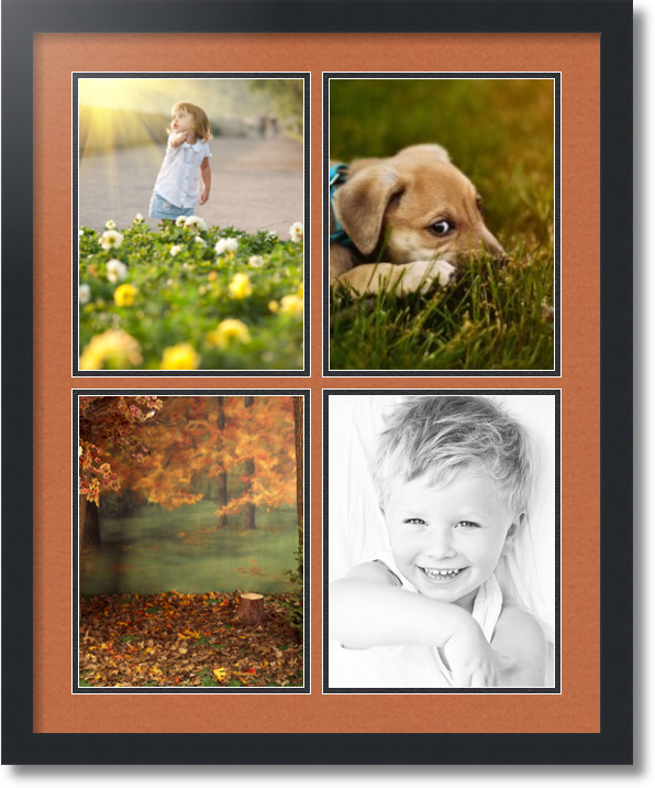 ArtToFrames Collage Mat Picture Photo Frame  4 8.5x11" Openings in Black 564