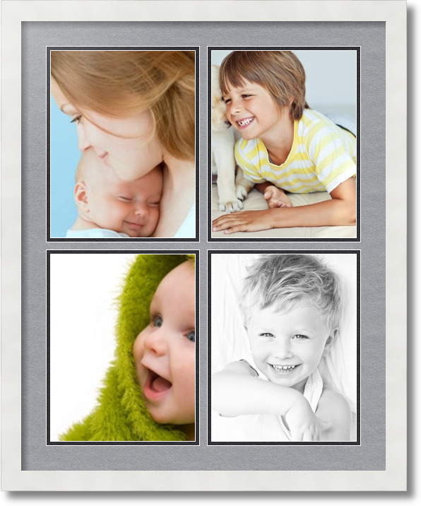 ArtToFrames Collage Mat Picture Photo Frame 4 8.5x11" Openings in White 564