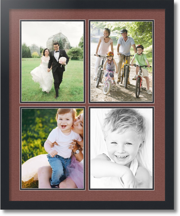 ArtToFrames Collage Mat Picture Photo Frame  4 8.5x11" Openings in Black 564