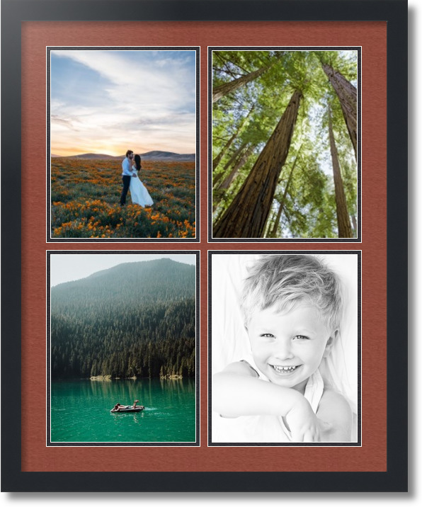 ArtToFrames Collage Mat Picture Photo Frame  4 8.5x11" Openings in Black 564