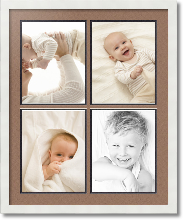 ArtToFrames Collage Mat Picture Photo Frame 4 8.5x11" Openings in White 564