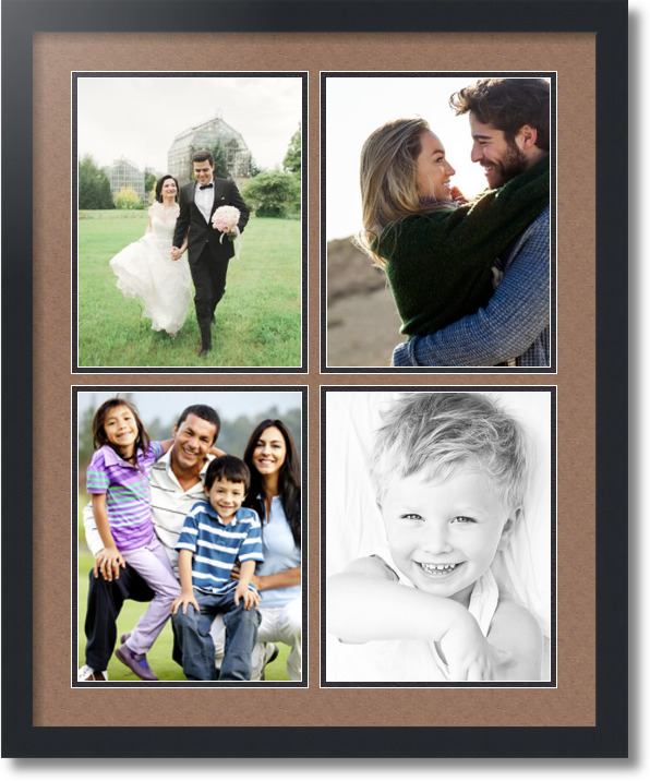 ArtToFrames Collage Mat Picture Photo Frame  4 8.5x11" Openings in Black 564