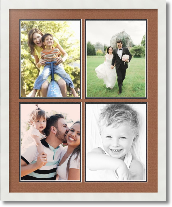 ArtToFrames Collage Mat Picture Photo Frame 4 8.5x11" Openings in White 564