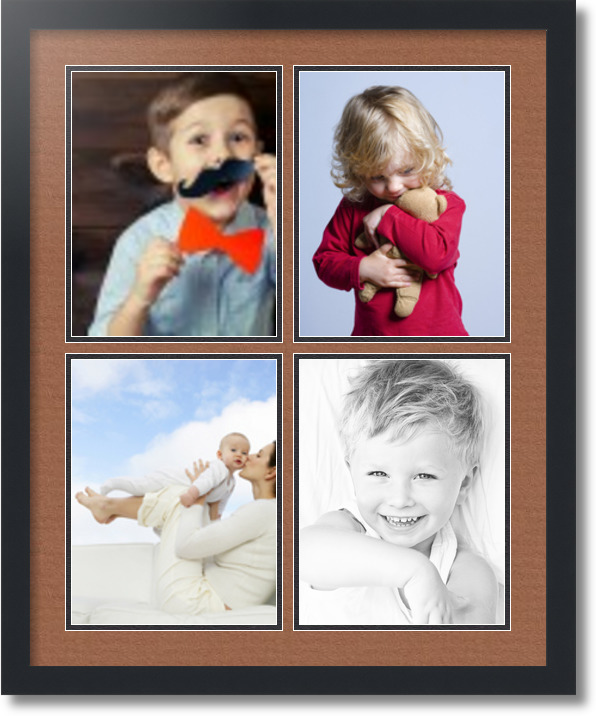 ArtToFrames Collage Mat Picture Photo Frame  4 8.5x11" Openings in Black 564