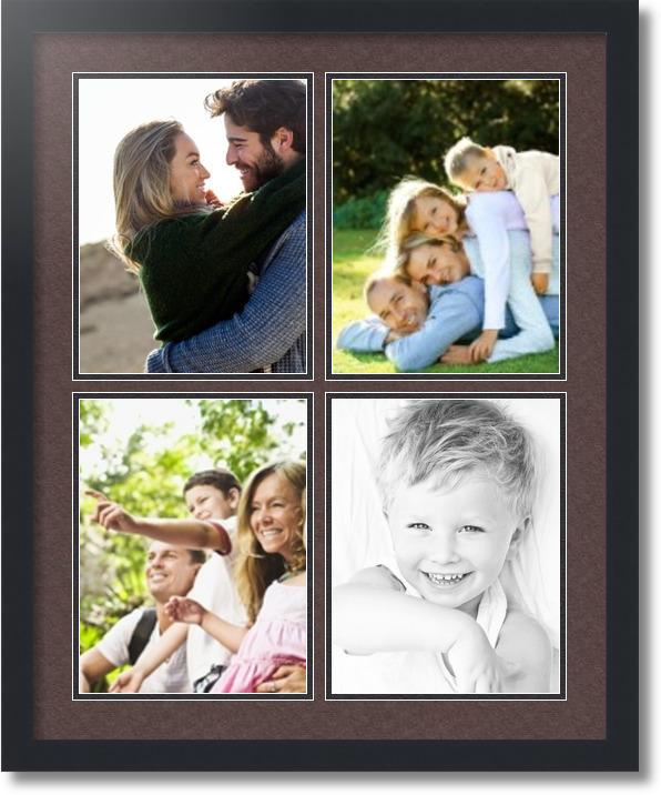 ArtToFrames Collage Mat Picture Photo Frame  4 8.5x11" Openings in Black 564