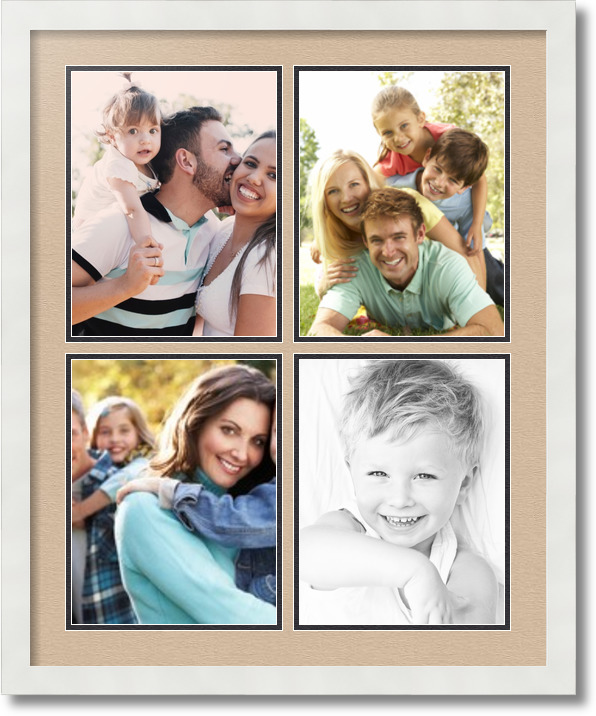 ArtToFrames Collage Mat Picture Photo Frame 4 8.5x11" Openings in White 564