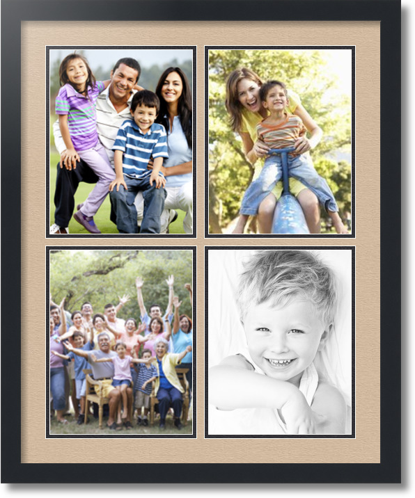 ArtToFrames Collage Mat Picture Photo Frame  4 8.5x11" Openings in Black 564