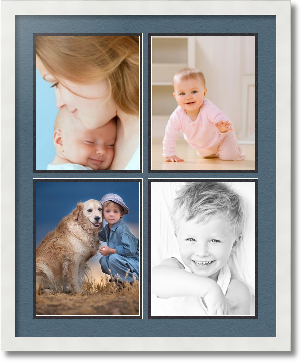 ArtToFrames Collage Mat Picture Photo Frame 4 8.5x11" Openings in White 564