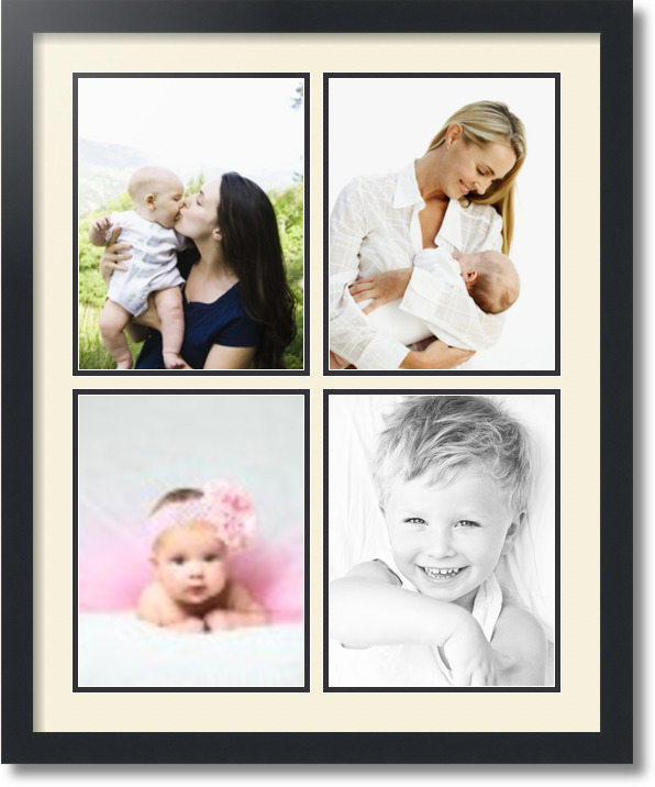 ArtToFrames Collage Mat Picture Photo Frame  4 8.5x11" Openings in Black 564