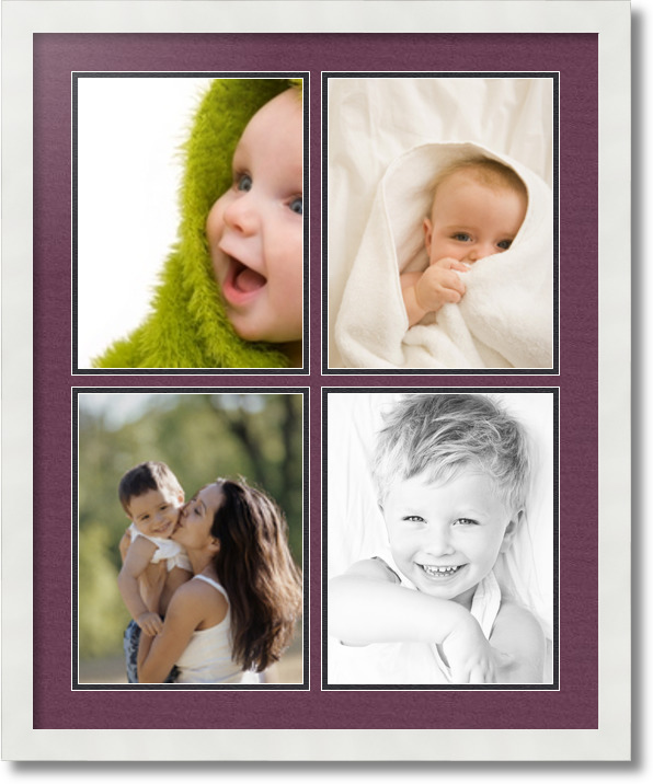 ArtToFrames Collage Mat Picture Photo Frame 4 8.5x11" Openings in White 564