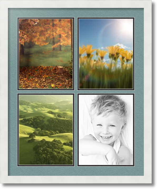 ArtToFrames Collage Mat Picture Photo Frame 4 8.5x11" Openings in White 564