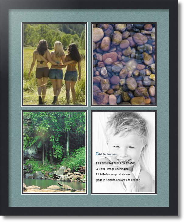 ArtToFrames Collage Mat Picture Photo Frame  4 8.5x11" Openings in Black 564