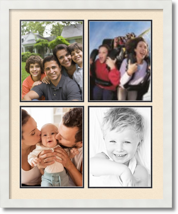 ArtToFrames Collage Mat Picture Photo Frame 4 8.5x11" Openings in White 564