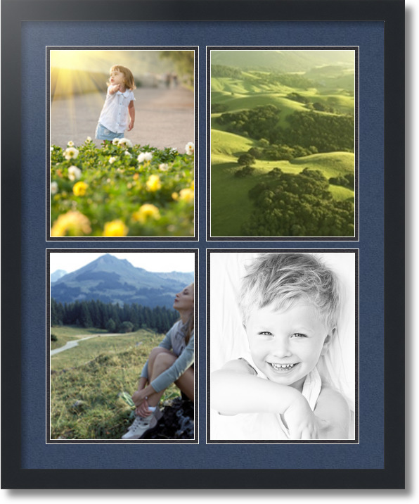 ArtToFrames Collage Mat Picture Photo Frame  4 8.5x11" Openings in Black 564