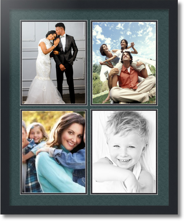 ArtToFrames Collage Mat Picture Photo Frame  4 8.5x11" Openings in Black 564