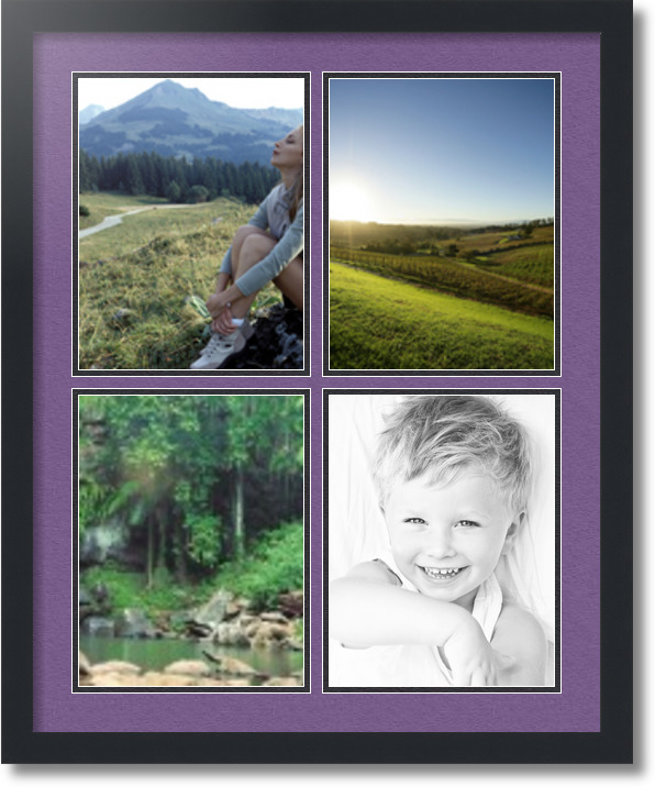 ArtToFrames Collage Mat Picture Photo Frame  4 8.5x11" Openings in Black 564