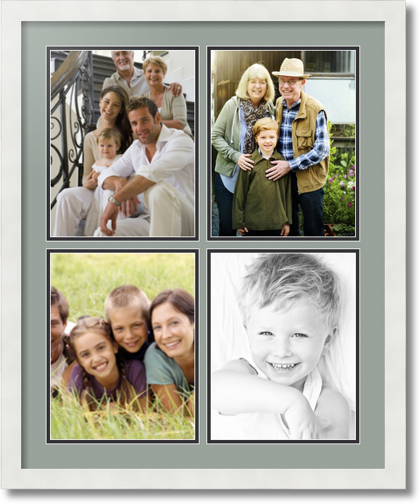 ArtToFrames Collage Mat Picture Photo Frame 4 8.5x11" Openings in White 564