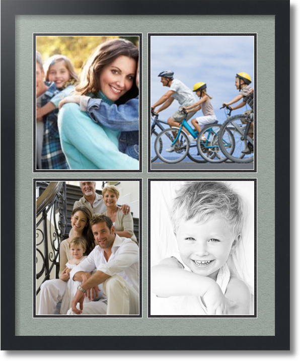 ArtToFrames Collage Mat Picture Photo Frame  4 8.5x11" Openings in Black 564