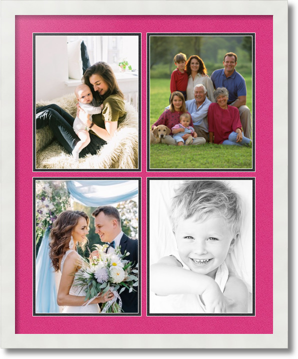 ArtToFrames Collage Mat Picture Photo Frame 4 8.5x11" Openings in White 564