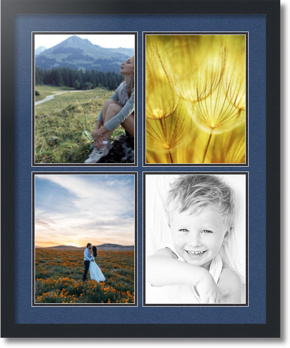 ArtToFrames Collage Mat Picture Photo Frame  4 8.5x11" Openings in Black 564