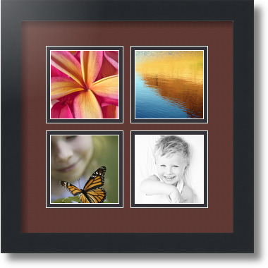 ArtToFrames Collage Mat Picture Photo Frame - 4 4x4" Openings in Satin Black 6