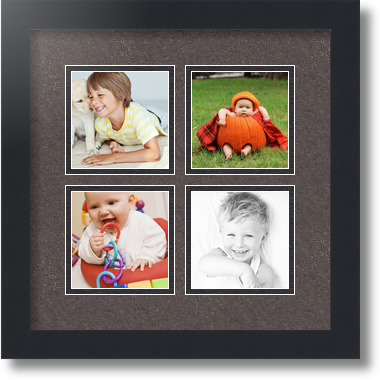 ArtToFrames Collage Mat Picture Photo Frame - 4 4x4" Openings in Satin Black 6