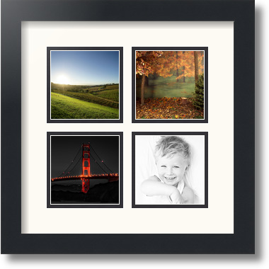 ArtToFrames Collage Mat Picture Photo Frame - 4 4x4" Openings in Satin Black 6