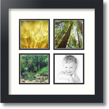 ArtToFrames Collage Mat Picture Photo Frame - 4 4x4" Openings in Satin Black 6