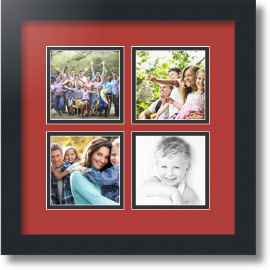 ArtToFrames Collage Mat Picture Photo Frame - 4 4x4" Openings in Satin Black 6