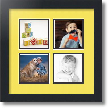 ArtToFrames Collage Mat Picture Photo Frame - 4 4x4" Openings in Satin Black 6