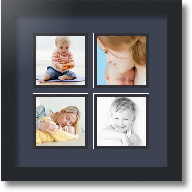 ArtToFrames Collage Mat Picture Photo Frame - 4 4x4" Openings in Satin Black 6