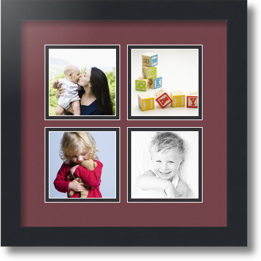 ArtToFrames Collage Mat Picture Photo Frame - 4 4x4" Openings in Satin Black 6