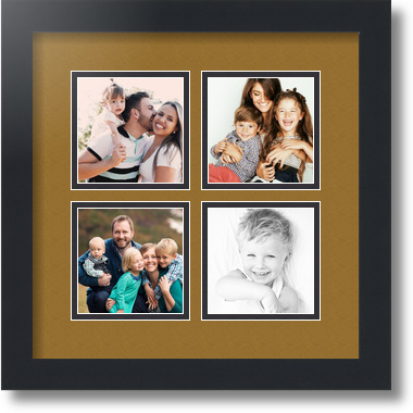 ArtToFrames Collage Mat Picture Photo Frame - 4 4x4" Openings in Satin Black 6