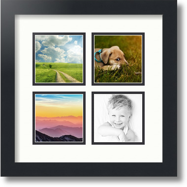 ArtToFrames Collage Mat Picture Photo Frame - 4 4x4" Openings in Satin Black 6