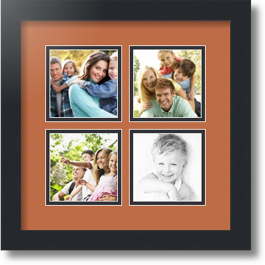 ArtToFrames Collage Mat Picture Photo Frame - 4 4x4" Openings in Satin Black 6