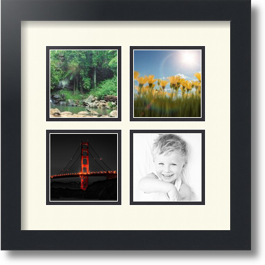 ArtToFrames Collage Mat Picture Photo Frame - 4 4x4" Openings in Satin Black 6