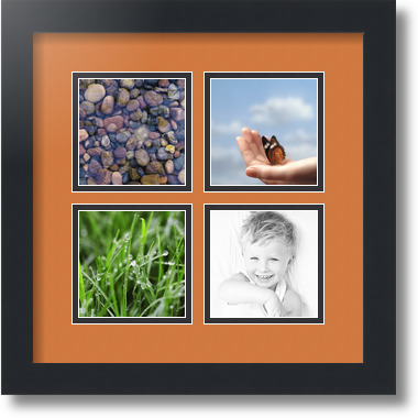 ArtToFrames Collage Mat Picture Photo Frame - 4 4x4" Openings in Satin Black 6