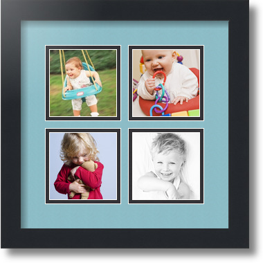 ArtToFrames Collage Mat Picture Photo Frame - 4 4x4" Openings in Satin Black 6