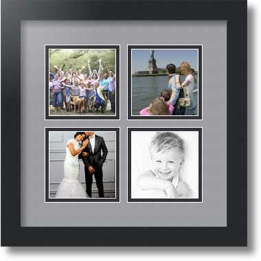 ArtToFrames Collage Mat Picture Photo Frame - 4 4x4" Openings in Satin Black 6